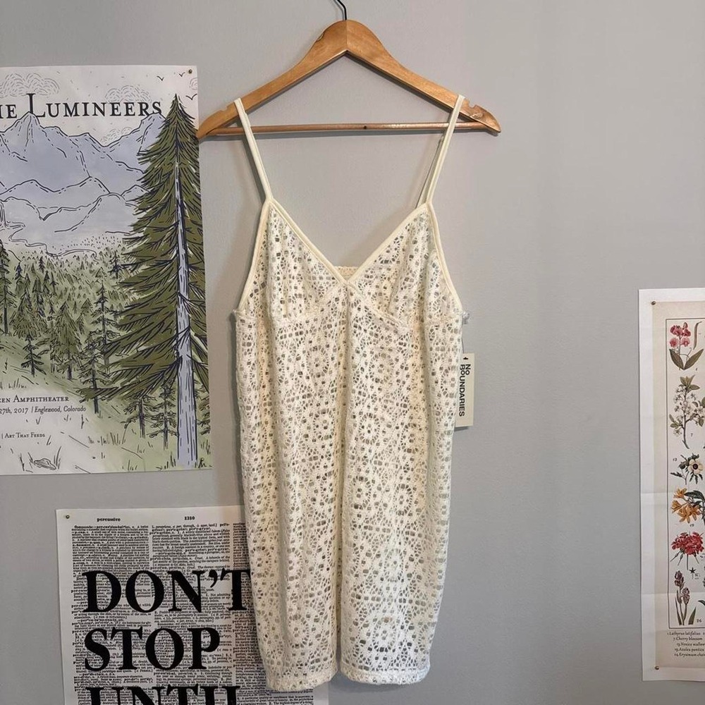NWT No Boundaries Cream Crochet Mini Dress Beach Coverup
